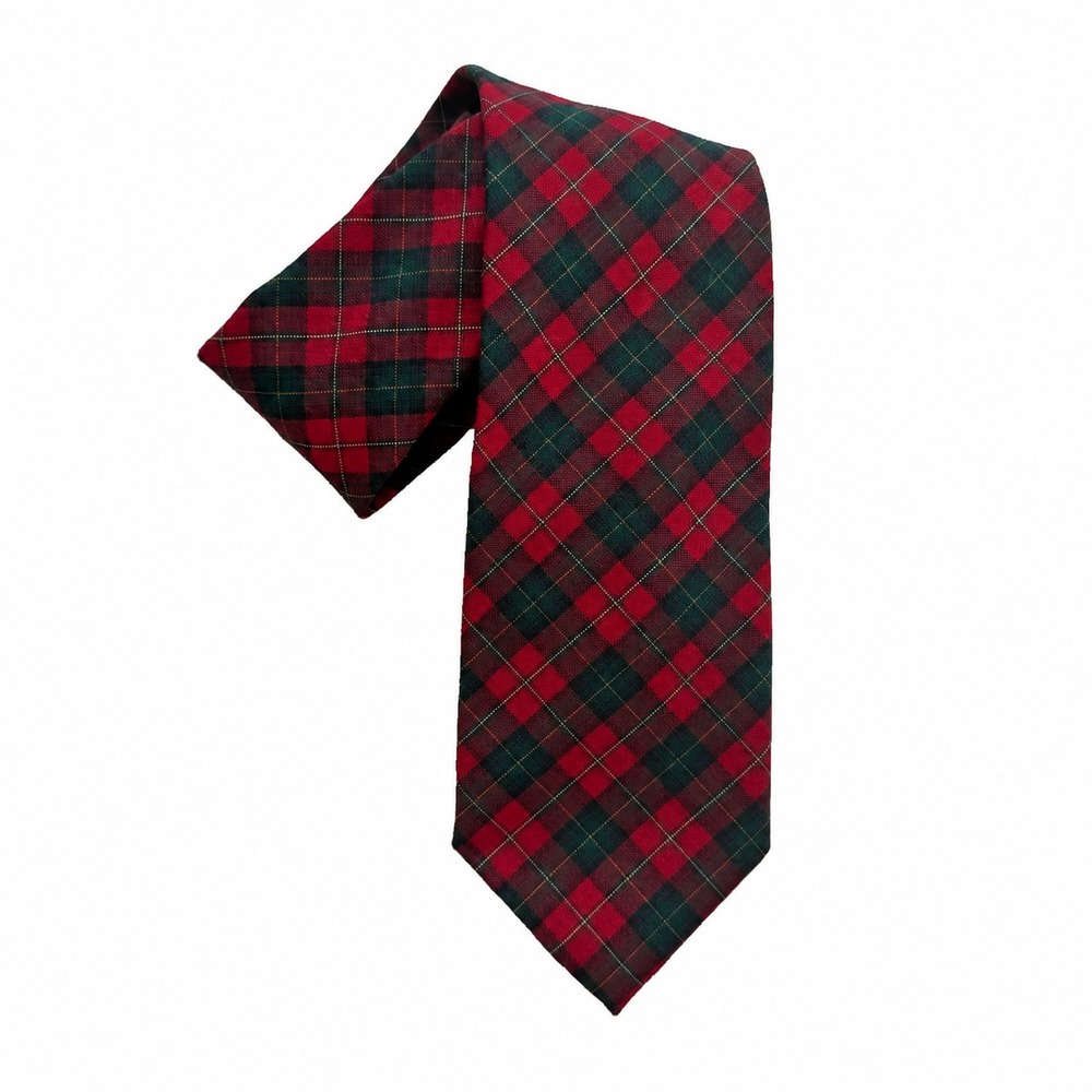 Pendleton Tie Men Red Green Tartan Plaid 100% Virgin Wool Made USA Vintage